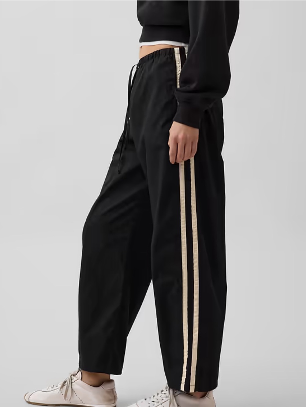 GAP Black Track Pants with White Side Stripes